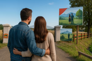 Pareja analizando comprar Parcela a la Vista en el Campo